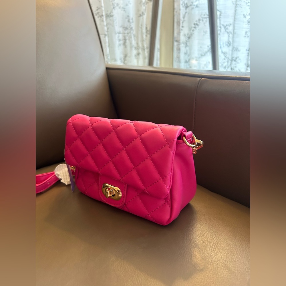 Hot Pink Quilted Crossbody Bag - Picture 4 of 16